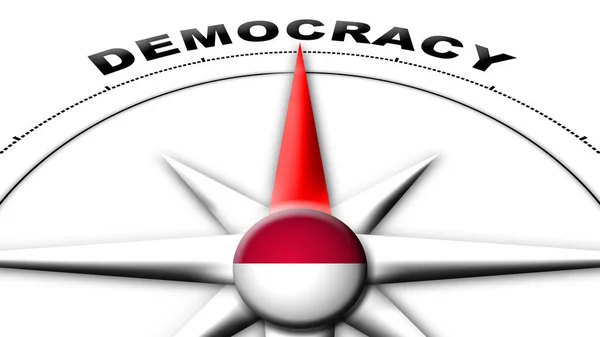 インドネシア グローブ スフィア フラッグ コンパス コンセプト民主主義のタイトル 3Dイラスト — ストック写真