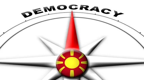 Makedonien Globe Sfär Flagga Och Kompass Begreppet Demokrati Titlar Illustration — Stockfoto