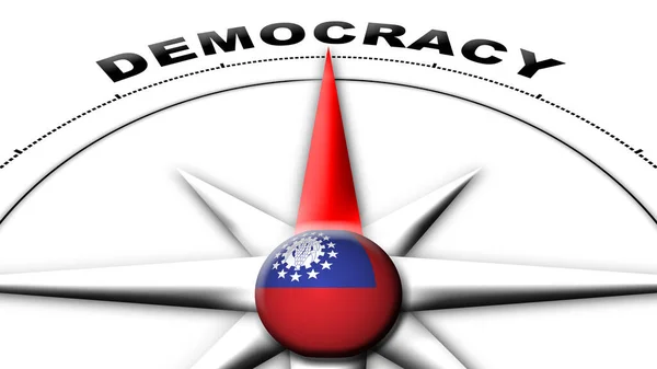 Burma Globe Sphere Flag Compass Concept Democracy Titles Illustration — 스톡 사진