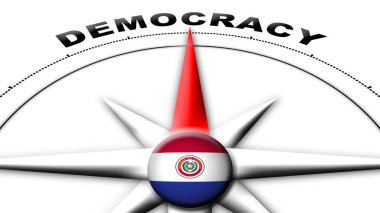 Paraguay Küre Küresi Bayrak ve Pusula Demokrasi Başlıkları 3D Görüntü