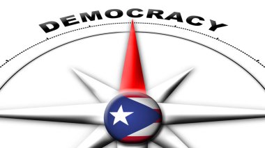 Porto Riko Küre Küresi Bayrak ve Pusula Demokrasi Yöntemleri 3D Görüntü