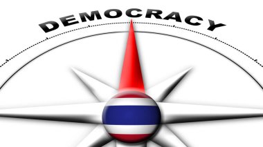 Tayland Küre Küresi Bayrak ve Pusula Demokrasi Başlıkları 3D Görüntü