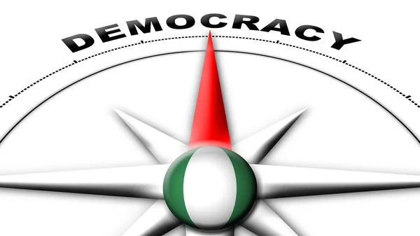 Nigéria Globo Esfera Bandeira Bússola Conceito Democracia Títulos Ilustração — Fotografia de Stock