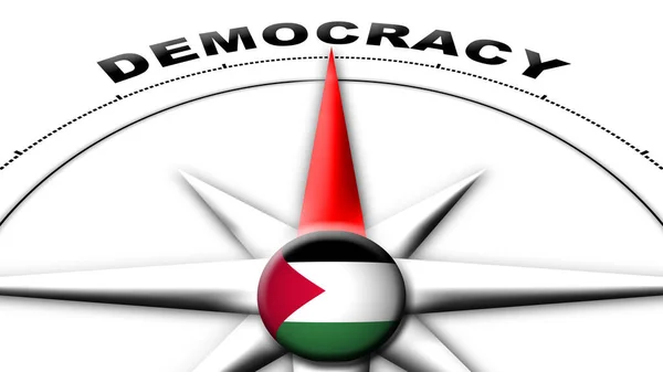 Palestine Globe Sphere Flag Compass Concept Democracy Titles Illustration — Stock Photo, Image