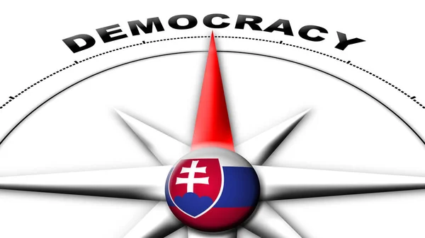 Флаг Словакии Глобус Компас Концепция Демократии Названия Иллюстрация — стоковое фото