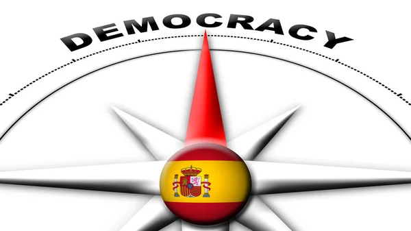 Spanya Küre Küresi Bayrak Pusula Demokrasi Başlıkları Görüntü — Stok fotoğraf
