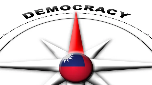 Taiwan Globe Sphere Flag Compass Konsep Demokrasi Judul Illustration — Stok Foto