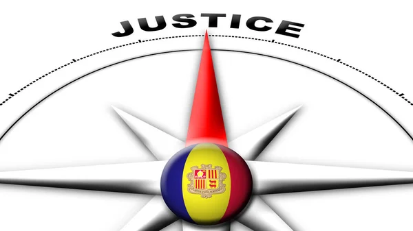 Bandeira Esfera Andorra Conceito Bússola Justiça Títulos Ilustração — Fotografia de Stock