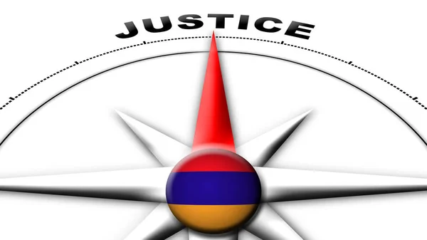 Armenia Globe Esfera Bandera Brújula Concepto Justicia Títulos Ilustración —  Fotos de Stock