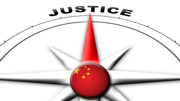 Çin Küre Küresi Bayrak Pusula Adalet Başlıkları Boyutlu Resimler — Stok fotoğraf