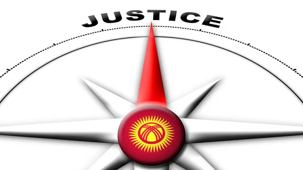 Κιργιστάν Σφαίρα Σημαία Και Compass Έννοια Δικαιοσύνης Τίτλοι Εικονογράφηση — Φωτογραφία Αρχείου