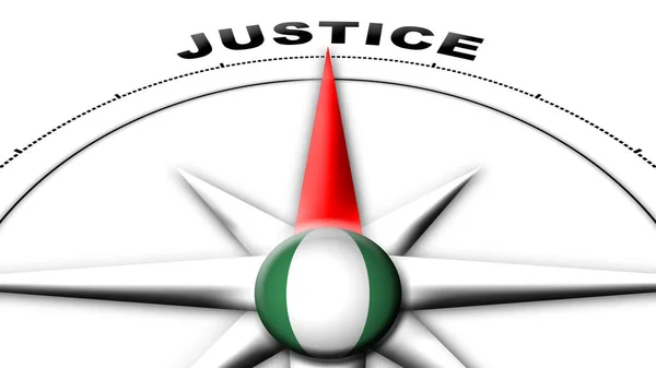 Nigeria Globe Esfera Bandera Brújula Concepto Justicia Títulos Ilustración —  Fotos de Stock