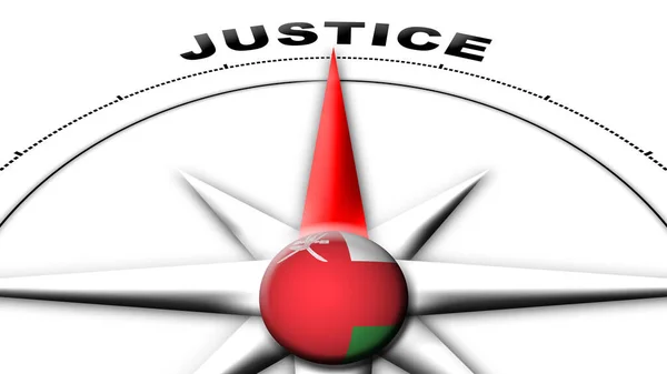 Oman Globe Sphere Flagge Und Kompass Konzept Gerechtigkeit Titel Illustration — Stockfoto
