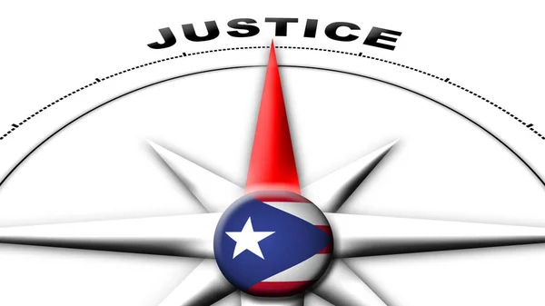 Porto Rico Globo Globo Bandeira Bússola Conceito Justiça Títulos Ilustração — Fotografia de Stock