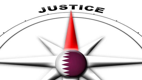 Katar Globe Sfera Flaga Kompas Koncepcja Sprawiedliwości Tytuły Ilustracja — Zdjęcie stockowe