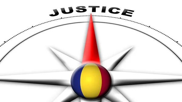Ρουμανία Globe Sphere Flag Compass Concept Justice Τίτλοι Εικονογράφηση — Φωτογραφία Αρχείου