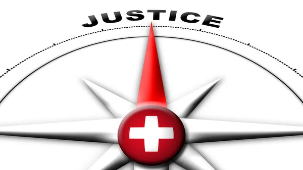 Ελβετία Globe Sphere Flag Compass Έννοια Δικαιοσύνης Τίτλοι Εικονογράφηση — Φωτογραφία Αρχείου