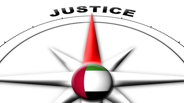 Emiratos Árabes Unidos Esfera Globo Bandera Brújula Concepto Justicia Títulos —  Fotos de Stock