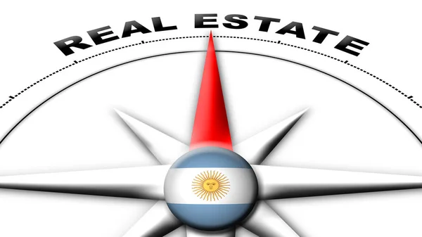 Argentine Globe Sphère Drapeau Boussole Concept Real Estate Titres Illustration — Photo