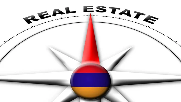 Arménie Globe Sphere Flag Compass Concept Real Estate Titles Illustration — Stock fotografie