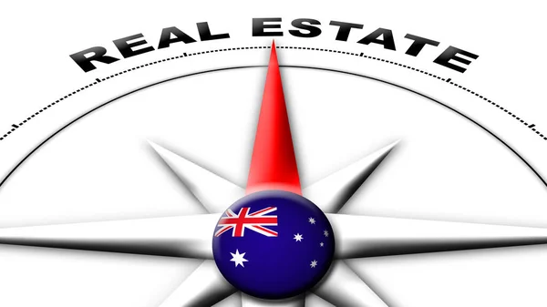 Australia Globe Sphere Flag Compass Concept Real Estate Titles Illustration — Stock Photo, Image