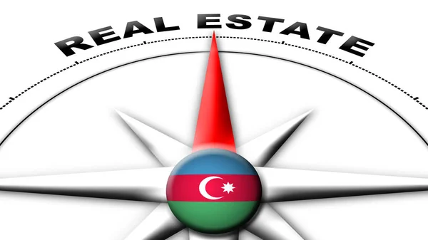 Ázerbájdžán Globe Sphere Flag Compass Concept Real Estate Titles Illustration — Stock fotografie