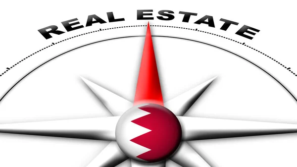 Bahrain Globe Sphere Flag Compass Concept Real Estate Titles Illustration — Stock fotografie