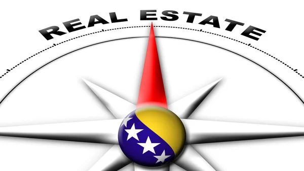 Боснія Герцеговина Globe Sphere Flag Compass Concept Real Estate Titles — стокове фото