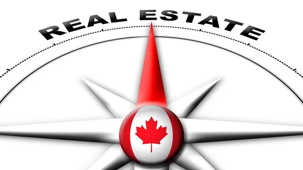 Canada Globe Sphere Flag Compass Concept Real Estate Titles Illustration — 스톡 사진