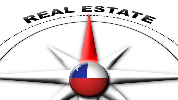 Chile Globe Sphere Flag Compass Concept Real Estate Titles Illustration — Stock fotografie