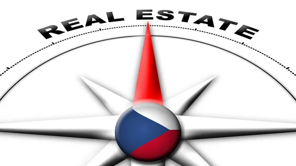 Česká Republika Globe Sphere Flag Compass Concept Real Estate Titles — Stock fotografie