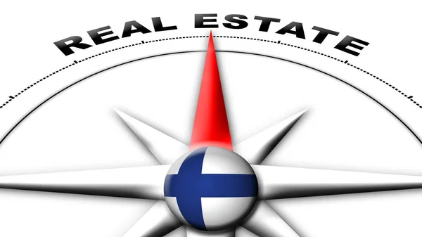 Finland Globe Sphere Flag Compass Concept Real Estate Titles Illustration — 스톡 사진
