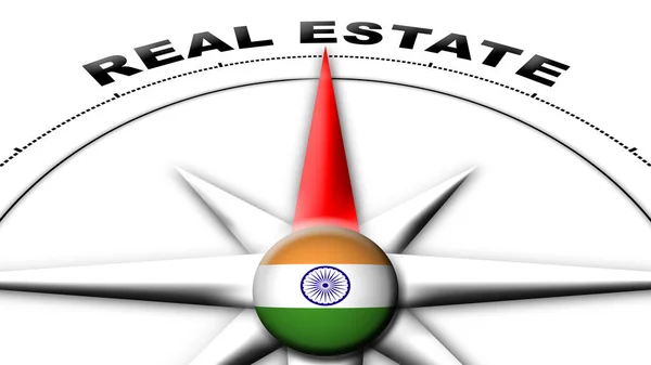 India Globe Sphere Flag Compass Concept Real Estate Titles Illustration — стокове фото