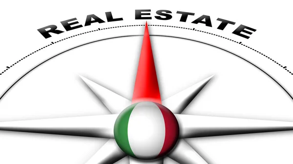 Italy Globe Sphere Flag Compass Concept Real Estate Titles Illustration — Stock Photo, Image
