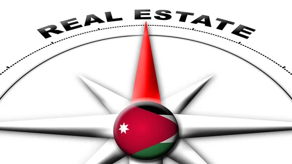 Jordan Globe Sphere Flag Compass Concept Real Estate Titles Illustration — Stock fotografie