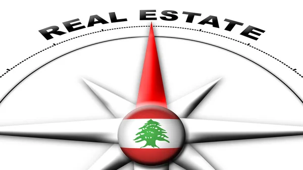 Liban Globe Sphère Drapeau Boussole Concept Real Estate Titres Illustration — Photo