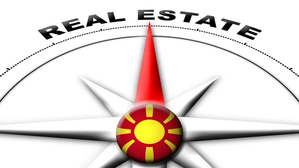 Macedonia Globe Sphere Flag Compass Concept Real Estate Titles Illustrazione — Foto Stock