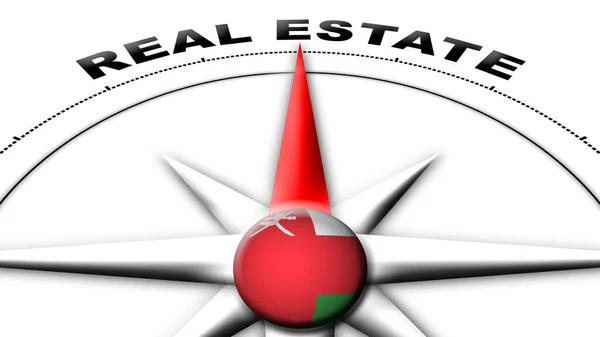 Oman Globe Sphere Flag Compass Concept Real Estate Titles Illustration — Stock Photo, Image