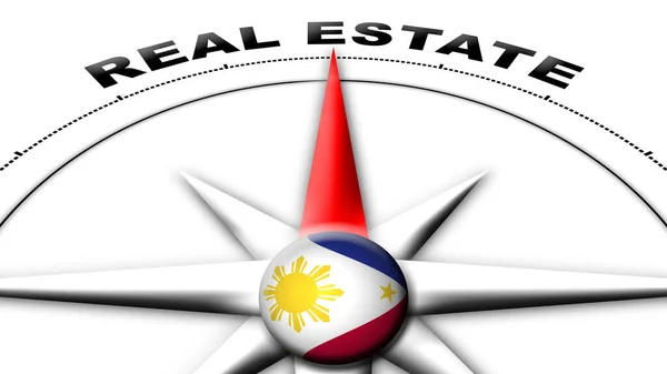Philippinen Globus Kugel Flagge Und Kompass Konzept Immobilien Titel Illustration — Stockfoto