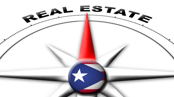 Puerto Rico Globe Sphere Flag Compass Concept Real Estate Titles — 스톡 사진