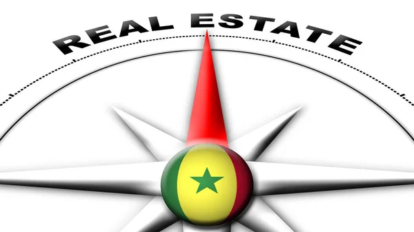 Sénégal Globe Sphère Drapeau Boussole Concept Real Estate Titres Illustration — Photo