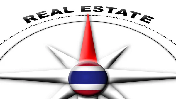 Thajsko Globe Sphere Flag Compass Koncept Real Estate Tituly Ilustrace — Stock fotografie