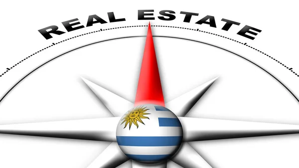 Uruguay Globe Sphere Flag Compass Concept Real Estate Titles Illustration — Stock fotografie