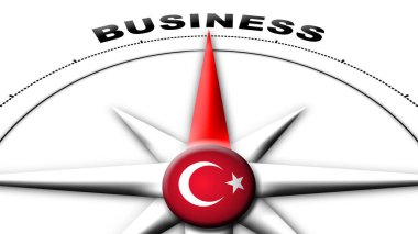 Türkiye Küre Küresi Bayrak ve Pusula İşletme Başlıkları 3D Görüntü