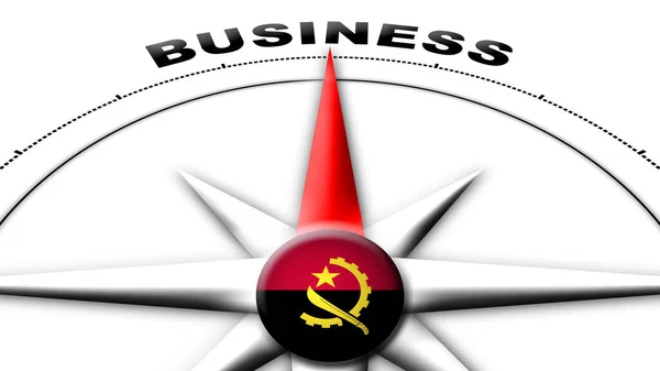 Angola Globe Sphere Flagge Und Kompass Konzept Geschäftstitel Illustration — Stockfoto