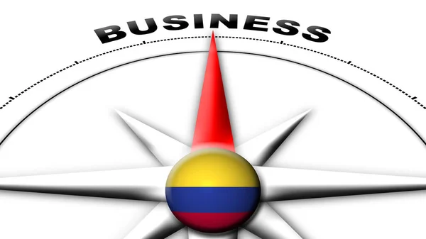 Kolumbien Globus Kugel Flagge Und Kompass Konzept Geschäftstitel Illustration — Stockfoto