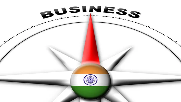 India Globe Sphere Flag Compass Concept Business Titles Illustration — стокове фото