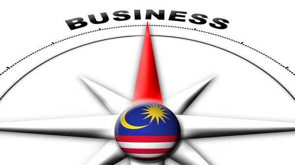 マレーシア グローブ スフィア フラッグ コンパス コンセプト事業タイトル3Dイラスト — ストック写真