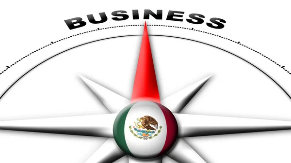 México Globo Esfera Bandera Brújula Concepto Títulos Negocios Ilustración — Foto de Stock