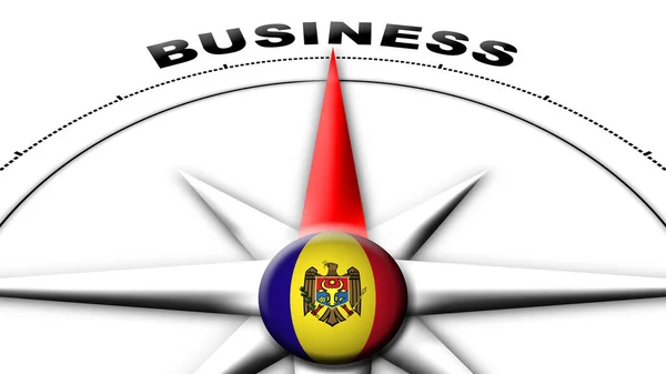 Moldawien Kugelfahne Und Kompasskonzept Geschäftstitel Illustration — Stockfoto